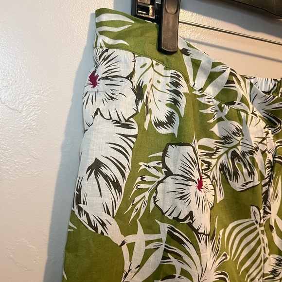 Rachel Rachel Roy Floral Green and White Wide Leg Women's Pants Cotton Airy NWT - Picture 8 of 15